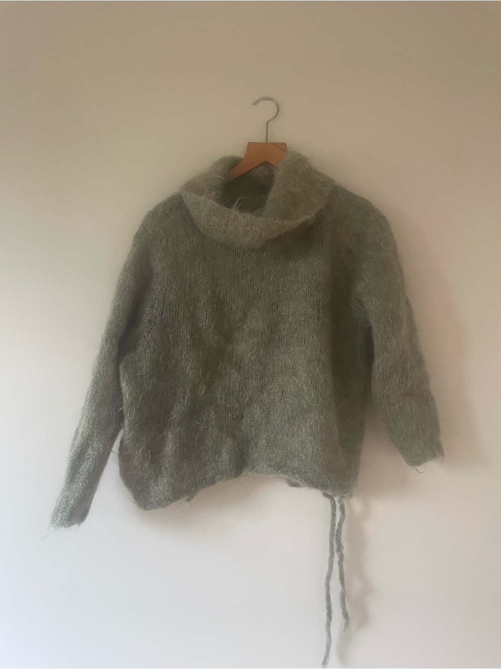 Vintage Soft Olive Green Mohair Blend Turtleneck Sweater moss fairy fall